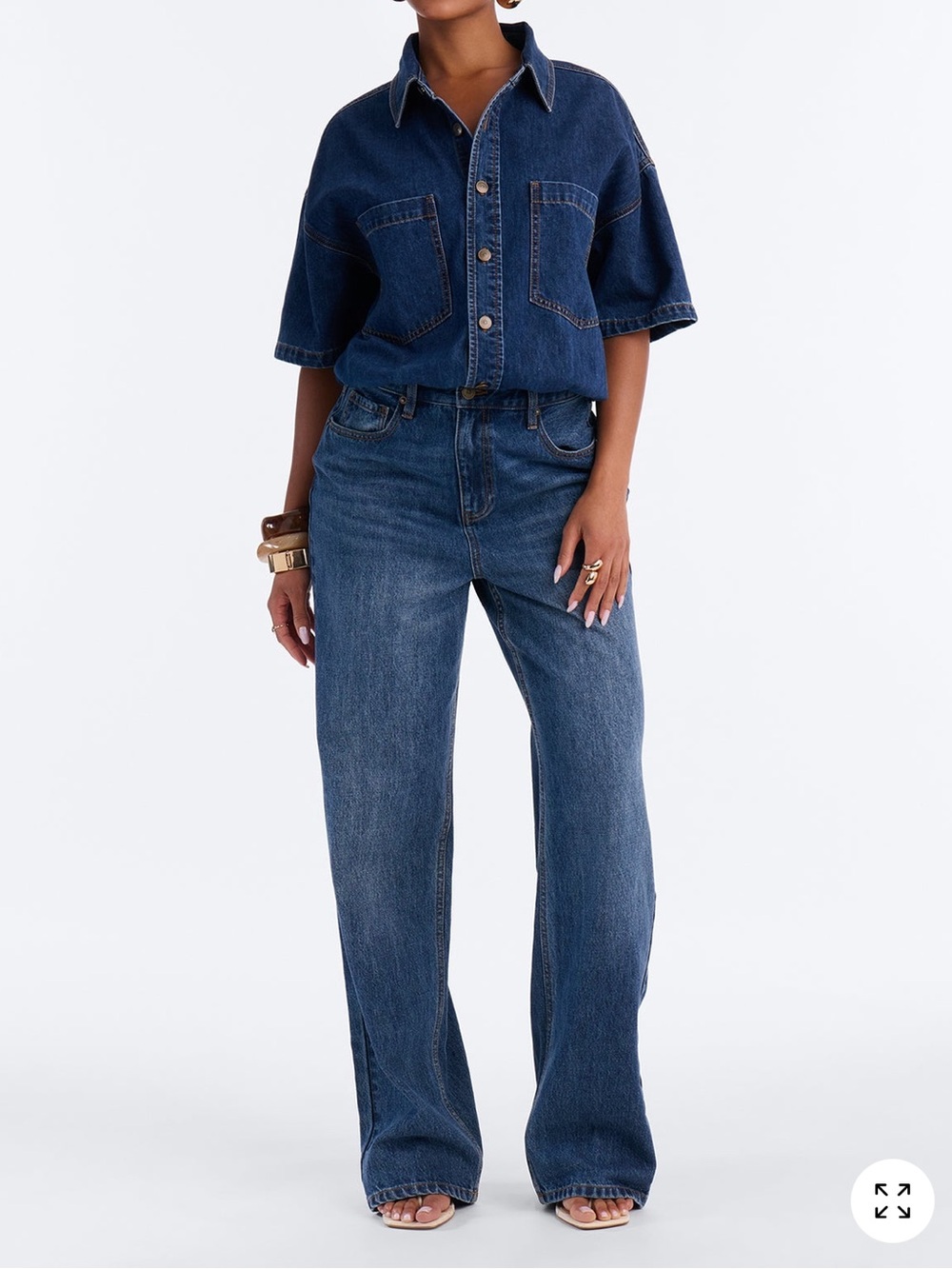 Fashion Nova Dark Wash Denim Jumpsuit Set
